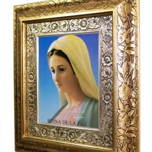 Cuadro De La Reina De La Paz 45x40 Cm Combinado Oro Y Plata Oro Y Plata