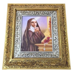 Cuadro De Madera 45x40 Cm Santa Rita Oro Y Plata Oro Plata
