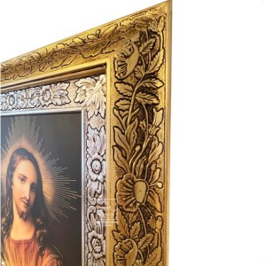 Cuadro Del Sagrado Corazón De Jesús 60x47 Cm Combinado Oro Y Plata Oro Y Plata