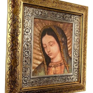 Cuadro Rostro Virgen De Guadalupe Resplandor 45x40 Cm A#1 Combinado Oro Y Plata Oro Y Plata