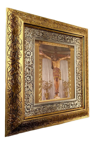 Cuadro Cristo De Chalma 45x40 Cm A#1 Combinado Oro Y Plata Oro Y Plata