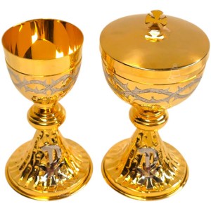 Caliz Copon Y Patena Liturgico Espinas Y Crismon P1