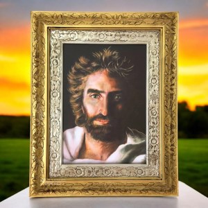Cuadro Rostro De Cristo 60x47 Cm C1 Combinado Oro Y Plata Oro Y Plata