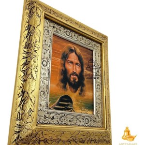 Cuadro Rostro De Jesus Y La Barca 45x40 Cm Combinado Oro Y Plata Oro Y Plata