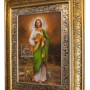 Cuadro De San Judas Tadeo 60x47 Cm Combinado Oro Y Plata Oro Y Plata