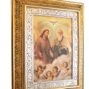 Cuadro De La Santisima Trinidad 60x47 Cm Combinado Oro Y Plata Oro Y Plata