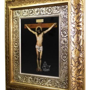 Cuadro De Cristo 45x40 Cm Combinado Oro Y Plata Oro Y Plata