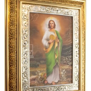 Cuadro De San Judas Tadeo 60x47 Cm Combinado Oro Y Plata Oro Y Plata