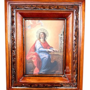 Cuadro Rostro De Jesus Color Nogal Madera De Pino 22x19 Cm Color Nogal
