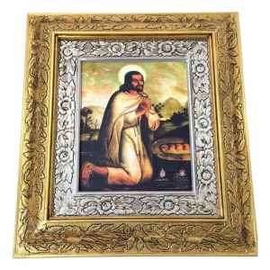 Cuadro De Madera 45x40 Cm San Juan Diego Oro Y Plata