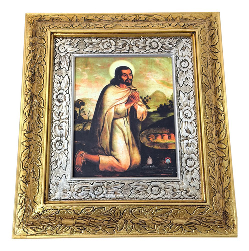 Cuadro De Madera 45x40 Cm San Juan Diego Oro Y Plata