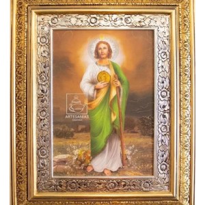 Cuadro De San Judas Tadeo 60x47 Cm Combinado Oro Y Plata Oro Y Plata