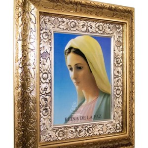 Cuadro De La Reina De La Paz 45x40 Cm Combinado Oro Y Plata Oro Y Plata