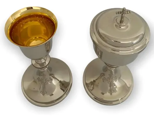 Caliz Y Copon Plateado Tradicional Cruz