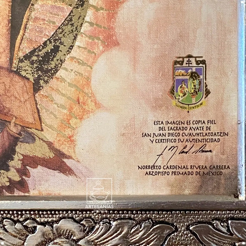 Cuadro De La Virgen De Guadalupe Litografía 60x47 Cm Combinado Oro Y Plata Oro Y Plata