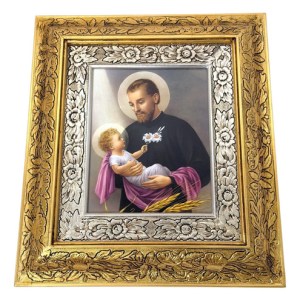 Cuadro De Madera 45x40 Cm San Cayetano De Thiene Oro Y Plata Oro Plata