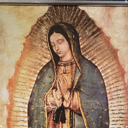 Cuadro De La Virgen De Guadalupe Litografía 60x47 Cm Combinado Oro Y Plata Oro Y Plata