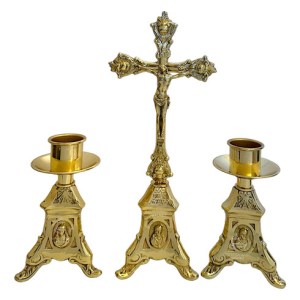 Candeleros Y Cruz De Mesa Religiosos Modelo Barroco