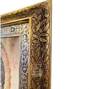 Cuadro De La Virgen De Guadalupe Litografía 60x47 Cm Combinado Oro Y Plata Oro Y Plata