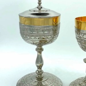 Caliz Y Copon Litúrgico Para Iglesia Plateado Incluye Patena