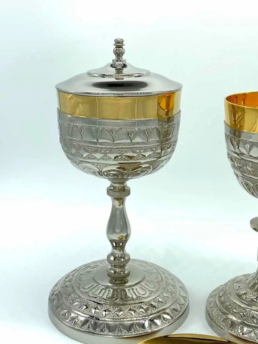 Caliz Y Copon Litúrgico Para Iglesia Plateado Incluye Patena