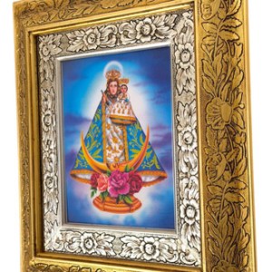 Cuadro De Madera 45x40 Cm Virgen De Los Remedios Oro Y Plata