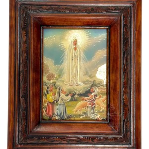 Cuadro Rostro De Jesus Color Nogal Madera De Pino 22x19 Cm Color Nogal