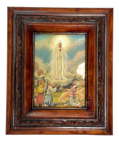 Cuadro Rostro De Jesus Color Nogal Madera De Pino 22x19 Cm Color Nogal