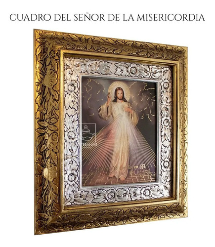 Cuadro Religioso Señor De La Misericordia 45x40 Cm Combinado Oro Y Plata Oro Y Plata Combinado Oro Plata Oro Plata