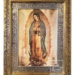 Cuadro De La Virgen De Guadalupe Litografía 60x47 Cm Combinado Oro Y Plata Oro Y Plata
