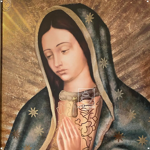 Cuadro De La Virgen De Guadalupe 60x47 Cm Combinado Oro Y Plata Oro Y Plata