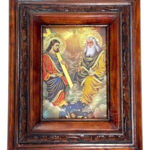 Cuadro Rostro De Jesus Color Nogal Madera De Pino 22x19 Cm Color Nogal
