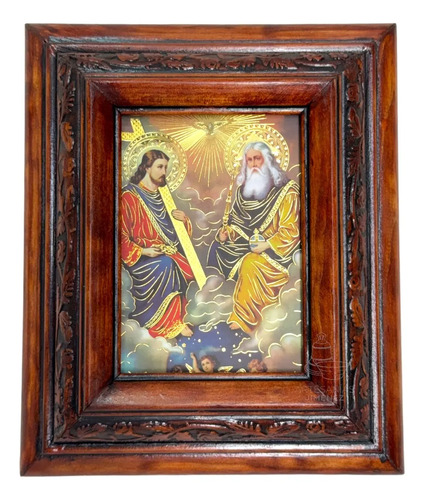 Cuadro Rostro De Jesus Color Nogal Madera De Pino 22x19 Cm Color Nogal