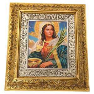 Cuadro De Madera 45x40 Cm Santa Lucia Oro Y Plata