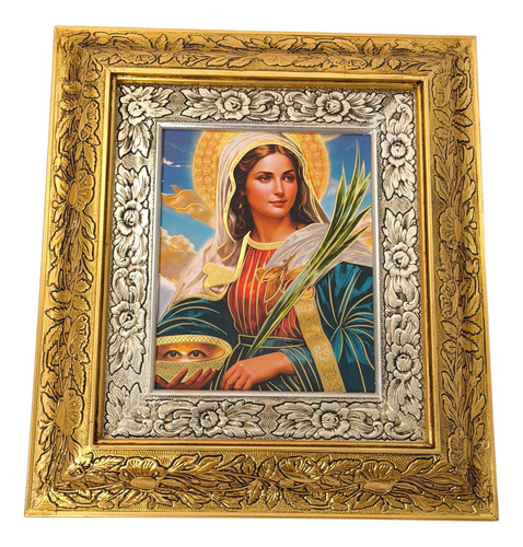 Cuadro De Madera 45x40 Cm Santa Lucia Oro Y Plata