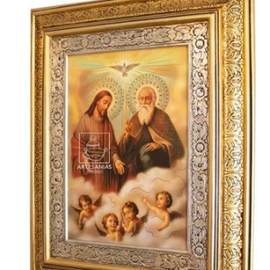 Cuadro De La Santisima Trinidad 60x47 Cm Combinado Oro Y Plata Oro Y Plata