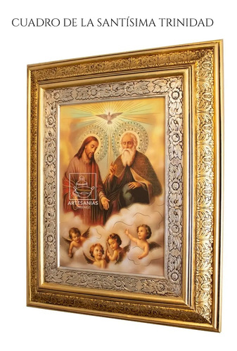 Cuadro De La Santisima Trinidad 60x47 Cm Combinado Oro Y Plata Oro Y Plata